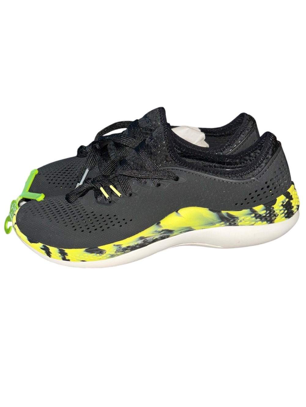 NWOT! Crocs Men's LiteRide 360 Marbled Pacer Sneakers in black and citrus